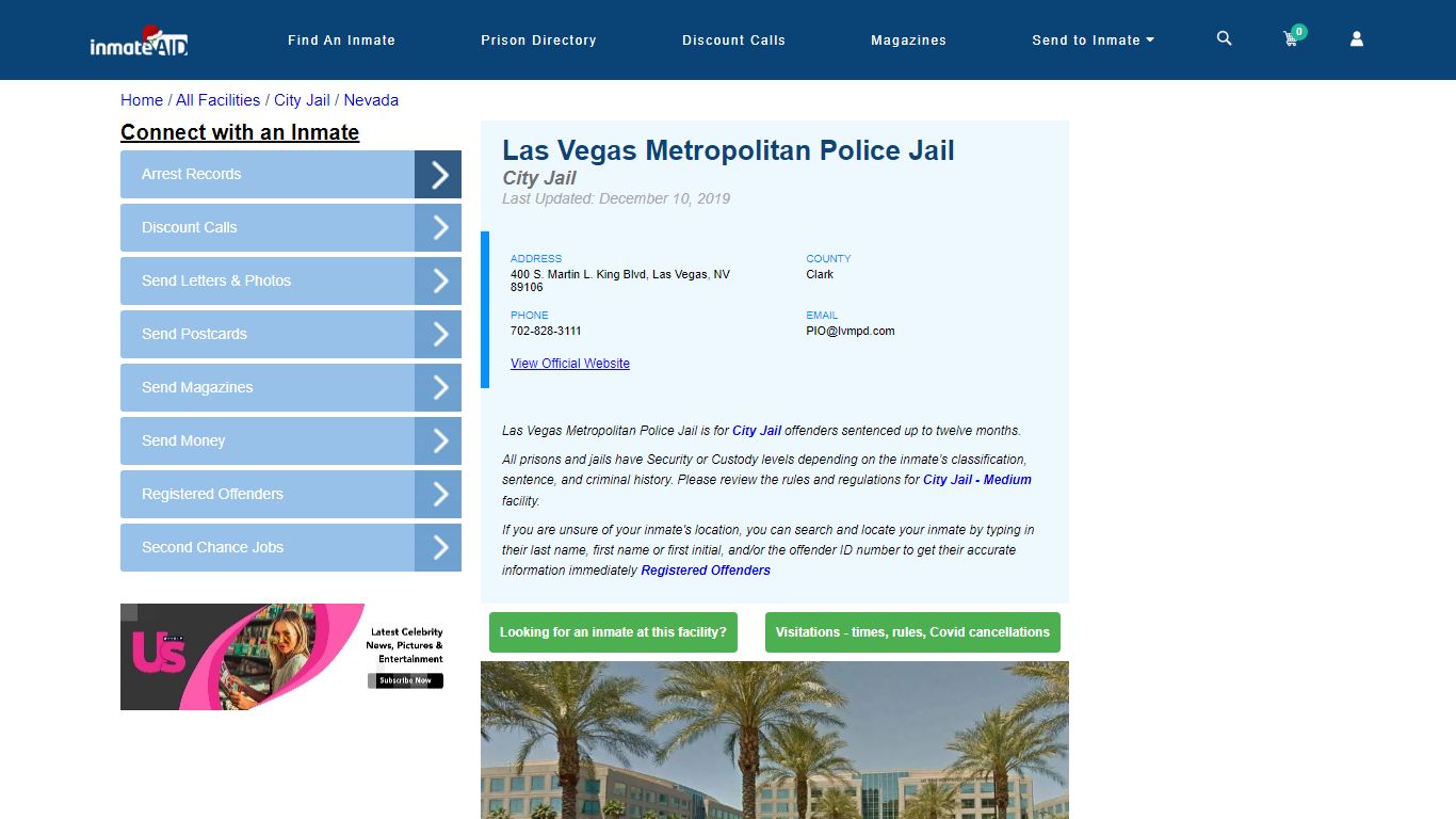 Las Vegas Metropolitan Police Jail | Inmate Locator